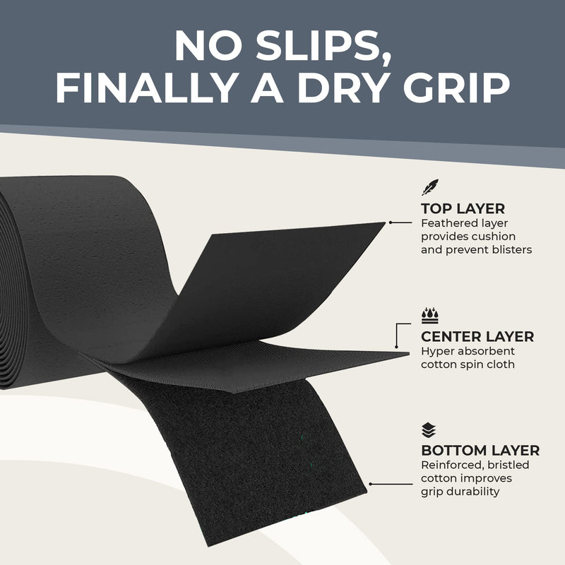 [Australia - AusPower] - ADV FeltTac Dry Tennis Overgrips, Pro Grip Tape That Stays Dry & Absorbs Sweat with Velvety Comfort, Overgrip for Tennis Racquet, 12 or 30 Pack 12 Pack Black 