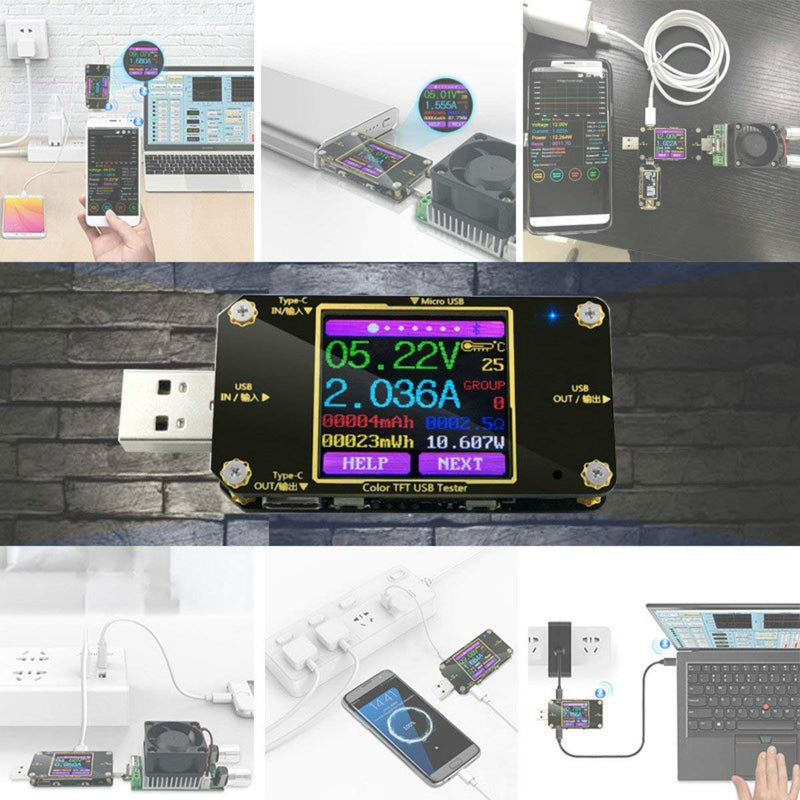 [Australia - AusPower] - MakerHawk USB Power Meter Tester, Bluetooth USB Tester, Type-C Current and Voltage Monitor, USB Safety Tester, PD Battery Capacity Meter, Digital Color LCD Display Multimeter A3 Bluetooth Version 