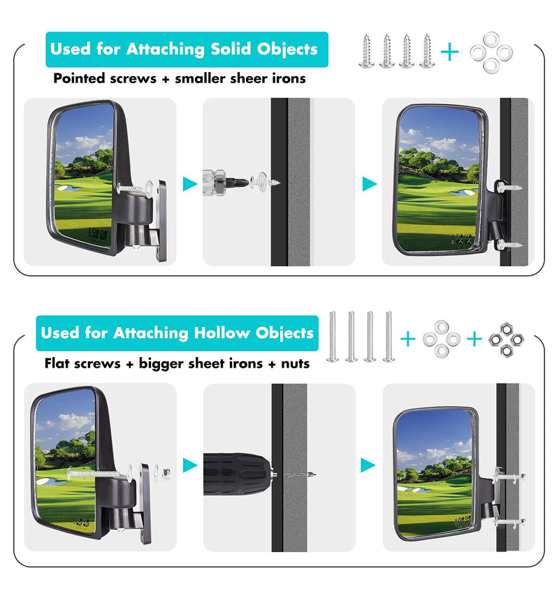 [Australia - AusPower] - 10L0L Golf cart side mirrors for Club Car EZ-GO Yamaha and Others 