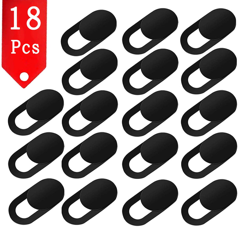 [Australia - AusPower] - NEPAK 18 Pack Webcam Cover 0.7MM Ultra Thin,Laptop Camera Cover Slide for PC, MacBook, iMac, Computer, iPad,Protect Your Privacy and Security,Digital Sliding Covers Black 