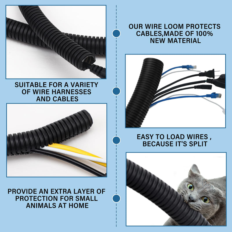 [Australia - AusPower] - Kanayu Flame Retardant Wire Loom High Temperature Cable Conduit Split Cable Sleeves Split Wire Loom Tubing Auto Wire Conduit for Industrial Electrical Wires Automotive Marine (2''-10 Ft) 2''-10 Ft 