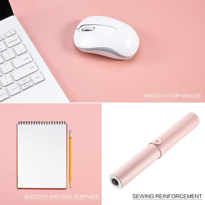 [Australia - AusPower] - Dual Sided Leather Desk Pad (23.6 x 13.7"), Office Waterproof Desk Mat, PU Mouse Pad, Desk Protector Cover, Desk Writing Mat for Office/Home/Work/Cubicle (Pink/Silver) A-pink/Silver 23.6“ x 13.7" 