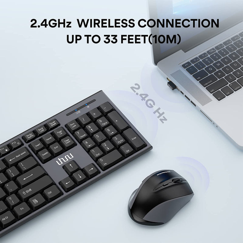 [Australia - AusPower] - UHURU Wireless Keyboard and Mouse Combo with WKM-33,WKM-43 Keyboard and Mouse Set with Palm Rest Bundle(Grey+ White) 