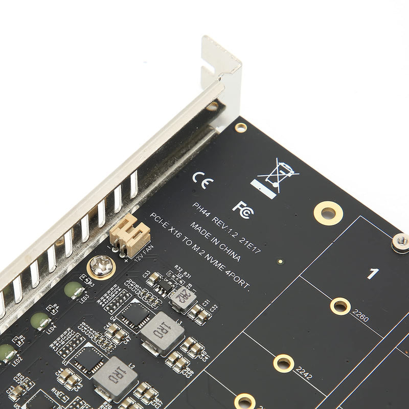 [Australia - AusPower] - M.2 NVME SSD to PCIe 4.0 Adapter Card, 4 Port M.2 NVMe to PCIE x16 Expansion Card for M Key NVMe SSD, 4 x 32Gbps Full‑Speed(ph44) ph44 