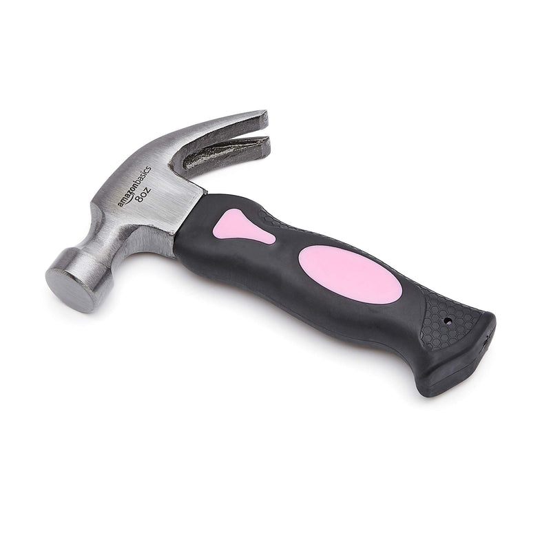 [Australia - AusPower] - Amazon Basics 4-Piece Stubby Tool Set with Hammer, Screwdrivers and Adjustable Wrench - Pink 