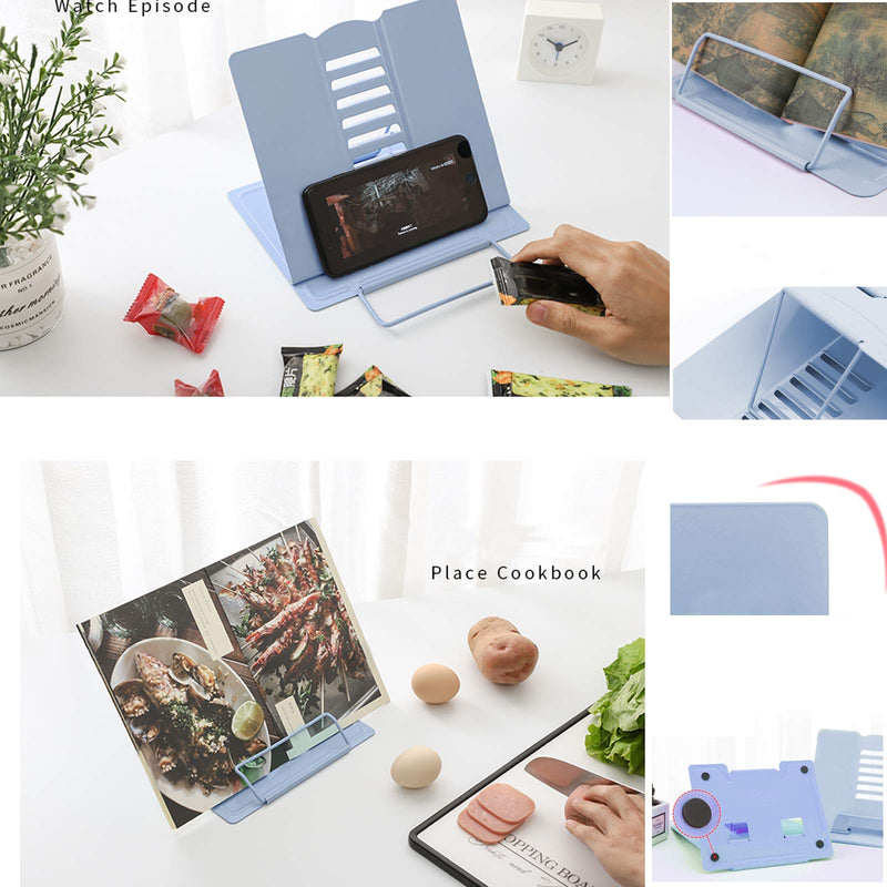 [Australia - AusPower] - MSDADA Desk Book Stand Metal Reading Rest Book Holder Adjustable Cookbook Documents Holder Bookstands for Recipes Textbook Music Books Christmas Gift for Age 3,4,5,6,7,8,9,10+ Boys Girls (Light Blue) Light Blue 