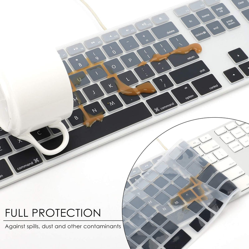 [Australia - AusPower] - Allinside Ombre Grey Keyboard Cover for iMac Wired USB Keyboard A1243 MB110LL/B A1243: Rectangle Keys at First Line 03 Ombre Gray 