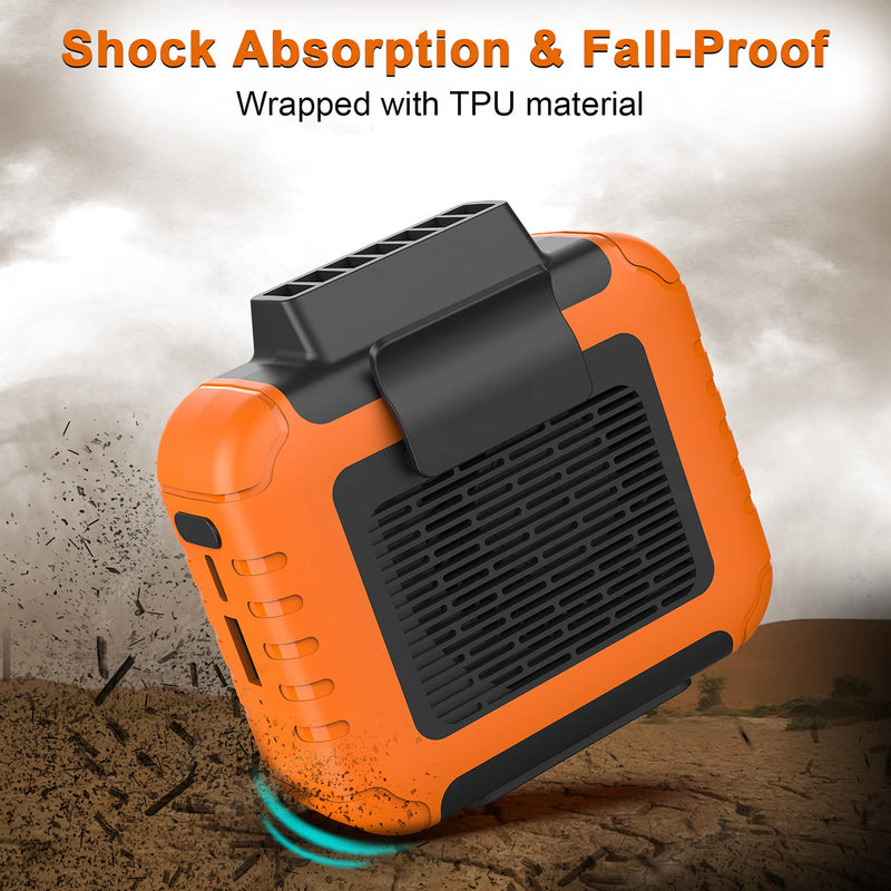 [Australia - AusPower] - Yeedie 3-in-1 Portable Waist Clip Fan, 6000mAh Personal Rechargeable Neck Fan up to 16H, Strong Airflow, 3 Speed, Hand Free Battery Operated Belt & Necklace Fan for Working Hiking Fishing orange 