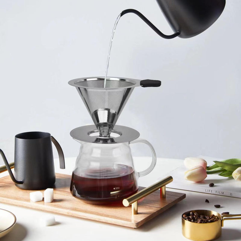 [Australia - AusPower] - NKOVE Pour Over Coffee Dripper Stainless Steel Reusable Filter Paperless Cone Coffee Maker Dripper for 1-2 Cup 