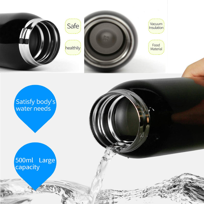 [Australia - AusPower] - BlueDorado Bicycle Water Bottle, Vacuum Stainless Steel Cycling Water Bottle, Modern Double Walled Simple Thermo Mug, Insulated Bike Water Bottle with Straw Lid & Flex Cap, BPA-Free,18 Oz Black 