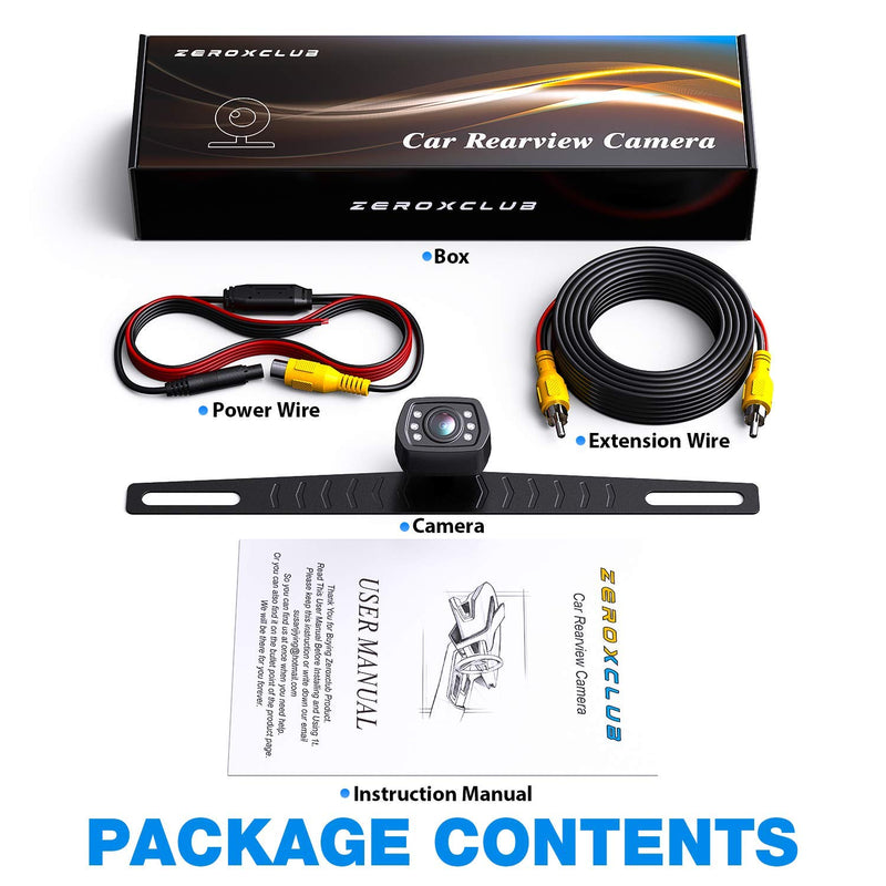 [Australia - AusPower] - ZEROXCLUB 2021 HD Backup Camera for Car Pickup Trucks SUVs Vans RVs License Plate Rearview Reversing Camera Night Vision IP69 Waterproof Wide View-B01 