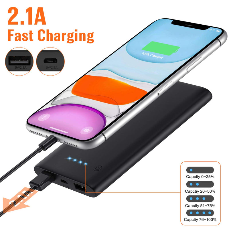 [Australia - AusPower] - Portable Charger 10000mAh, Power Bank [2-Pack] Ultra-Slim External Battery Charger Dual USB Lighter Backup Pack Phone Charger for iPhone 11, Galaxy S9, Pixel 3, Android Phone and Tablet etc 