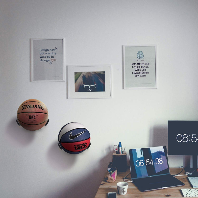 [Australia - AusPower] - Jolitac Wall Mounted Ball Holder Display Sports Balls Storage and Decoration Shelf Black Self-Sticking Claw Racks 1 PC 