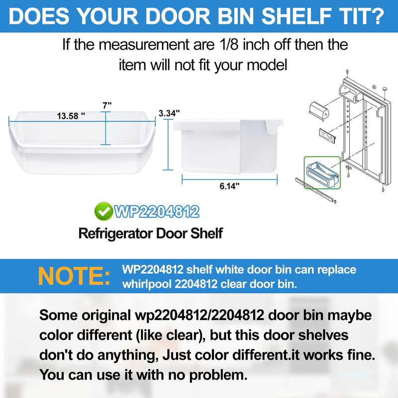 [Australia - AusPower] - UPGRADED WP2204812 Refrigerator Door Shelf Bin Replacement Compatible With Whirlpool Refrigerator Door Shelf, 2204812 Shelf for Kenmore Refrigerator Parts AP6006531 PS11739606 WRT311FZBM00 Door Shelf 