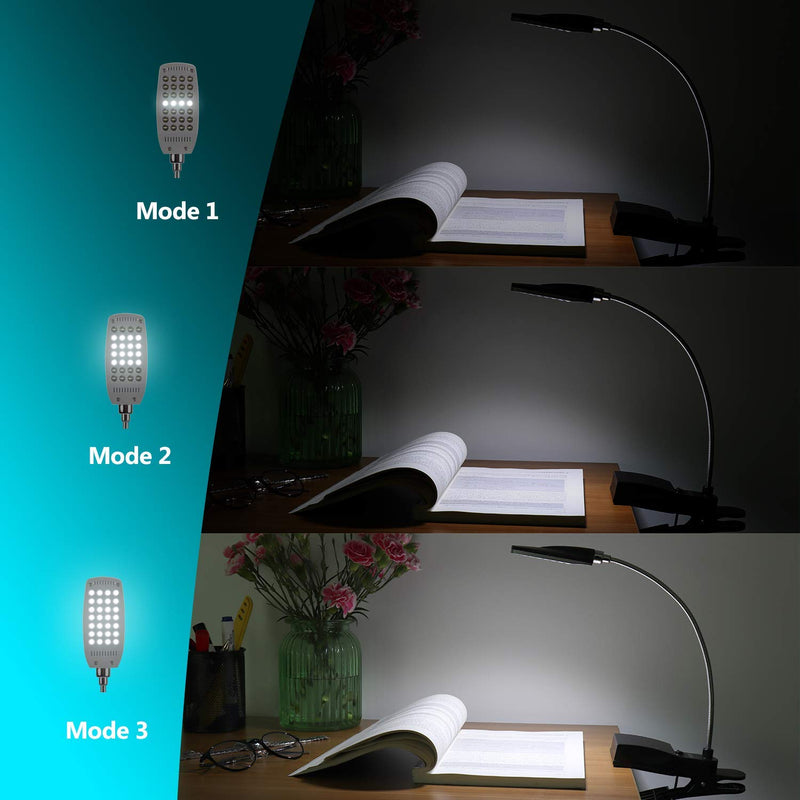 [Australia - AusPower] - USB and Battery Powered Desk Keyboard Light - Daffodil ULT300 - Table/Headboard Clamp and Flexible Gooseneck with 28 LED Beads in 3 Brightness Levels for Easy Reading 