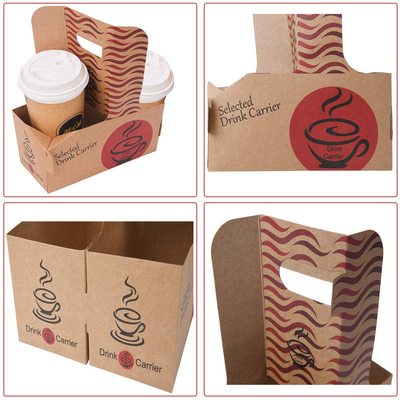 [Australia - AusPower] - Lulonpon 20 Pieces 2-Cup Kraft Paper Drink Carrier with Handles Holds Up for Drink and Coffee, Great for Candy, Cookies and Small Gifts Delivery, 3.15x6.9x3.5 Inches 6.7in 
