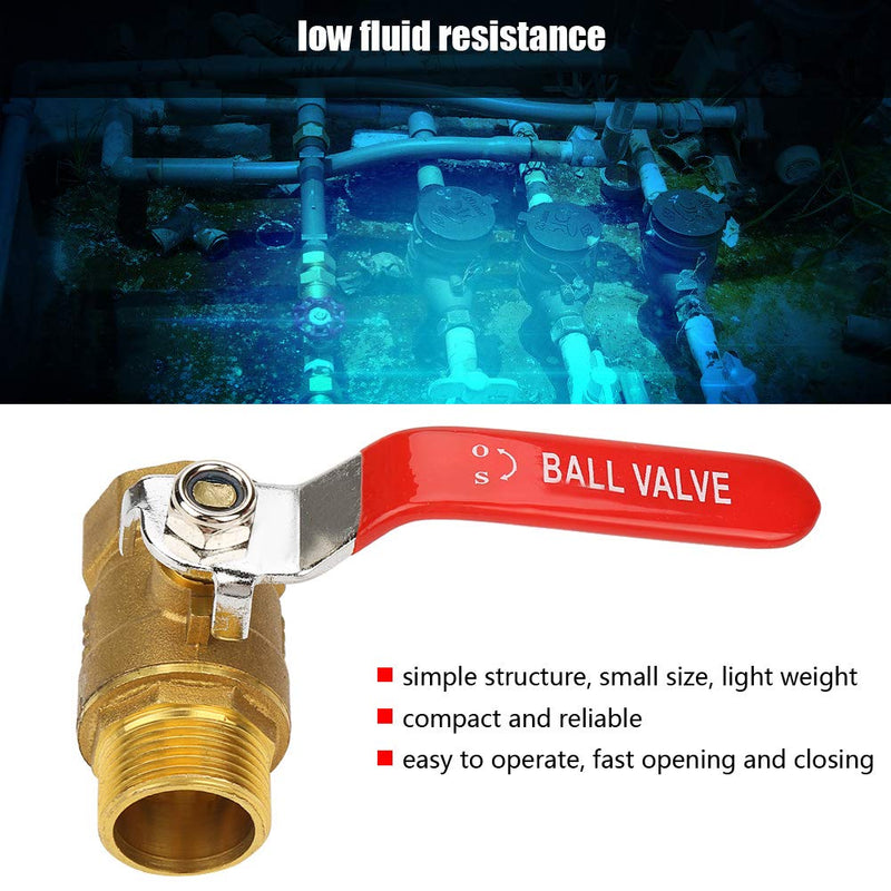 [Australia - AusPower] - Akozon 3/4"BSP Brass Ball Valve Shut Off Switch DN20 Male and Female Thread Dual Direction Pipe Fitting for Water 