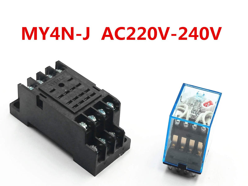 [Australia - AusPower] - AC 220V/240V Coil DPDT 14 Pins Red Light Electromagnetic Power Relay + Scoket 
