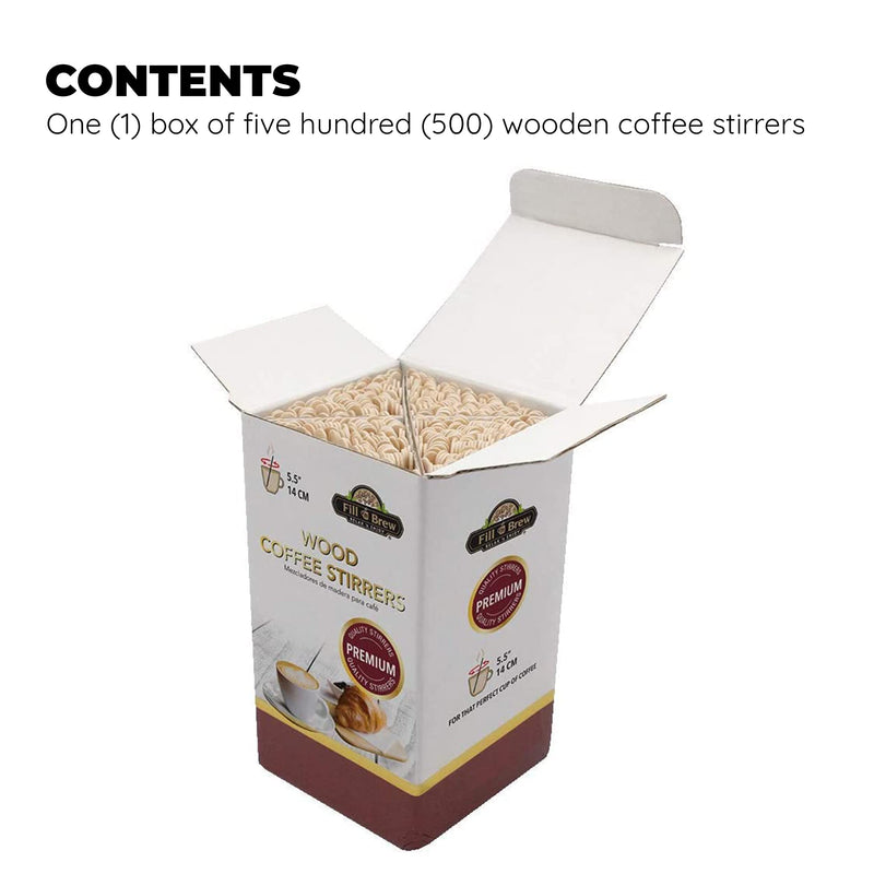 [Australia - AusPower] - Fill 'n Brew Wood Coffee, Tea & Beverage Stirrers (5.5" length, 500 count): 1 box / 500 stir sticks 