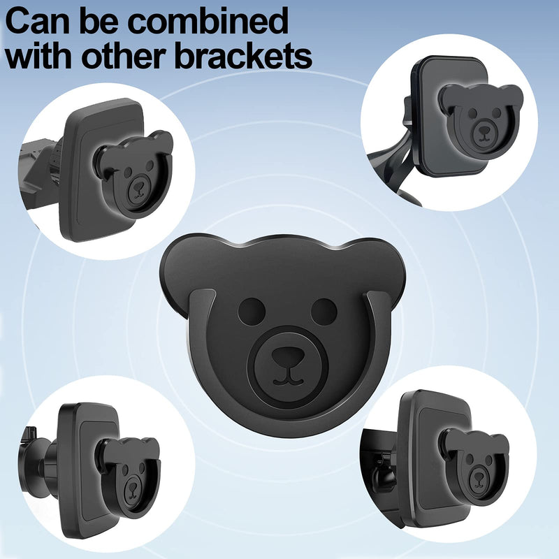 [Australia - AusPower] - Socket Car Mount for Phone Holder Cute Bear Style Silicone Grip Stand with Phone line Clasp for Collapsible Socket User Used on Dashboard, Home, Office, Kitchen, Desk, Wall (Black) 3 Pack Black 