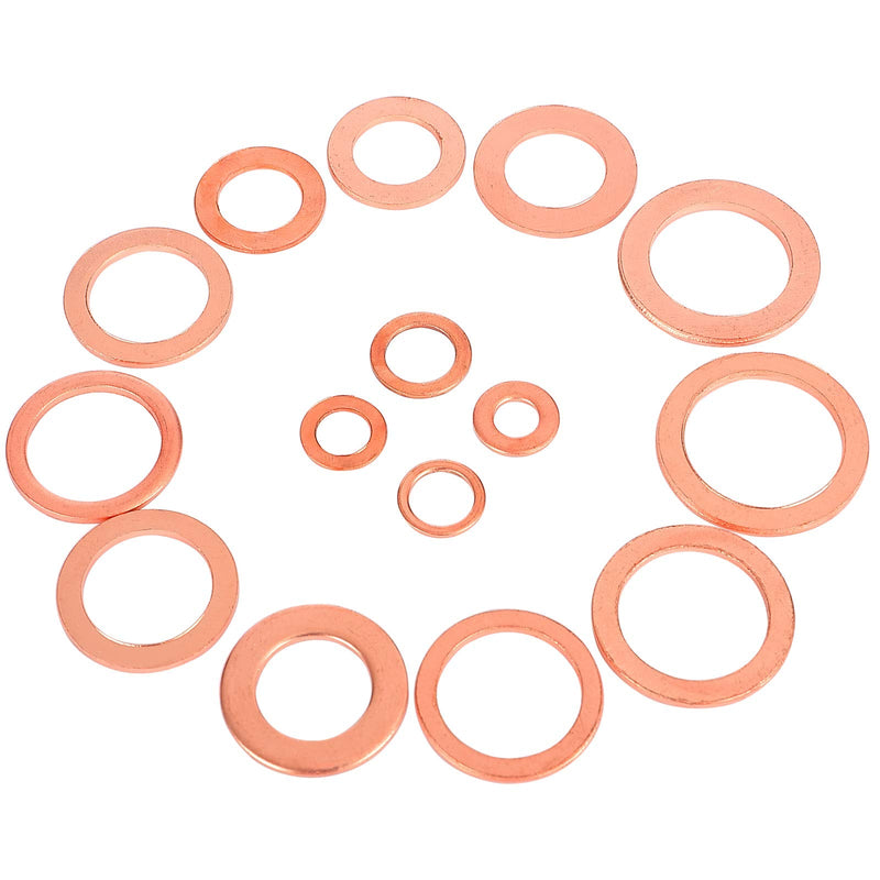 [Australia - AusPower] - Toolwiz 150PCS 15 Sizes Copper Metric Sealing Washers Assortment Set Flat Ring Sump Plug Oil Seal Gasket Sealing Washers Crush Washer Assortment M5/6/7/8/10/10.5/11/12/12.5/14/15/16/16.5/17.5 