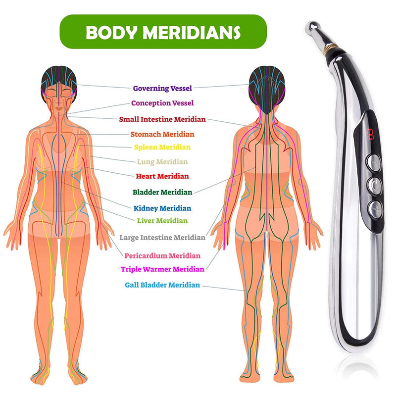 [Australia - AusPower] - 5-in-1Electronic Acupuncture Pen Electric Meridians Therapy Heal Massager Meridian Energy Pen Relief Pain Tools 