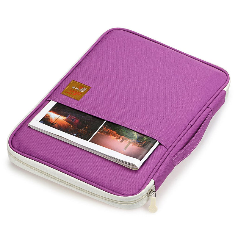 [Australia - AusPower] - BTSKY Multi-functional A4 Document Bags Portfolio Organizer--Waterproof Travel Pouch Zippered Case for Pads, Notebooks, Pens, Documents (Purple) Purple 