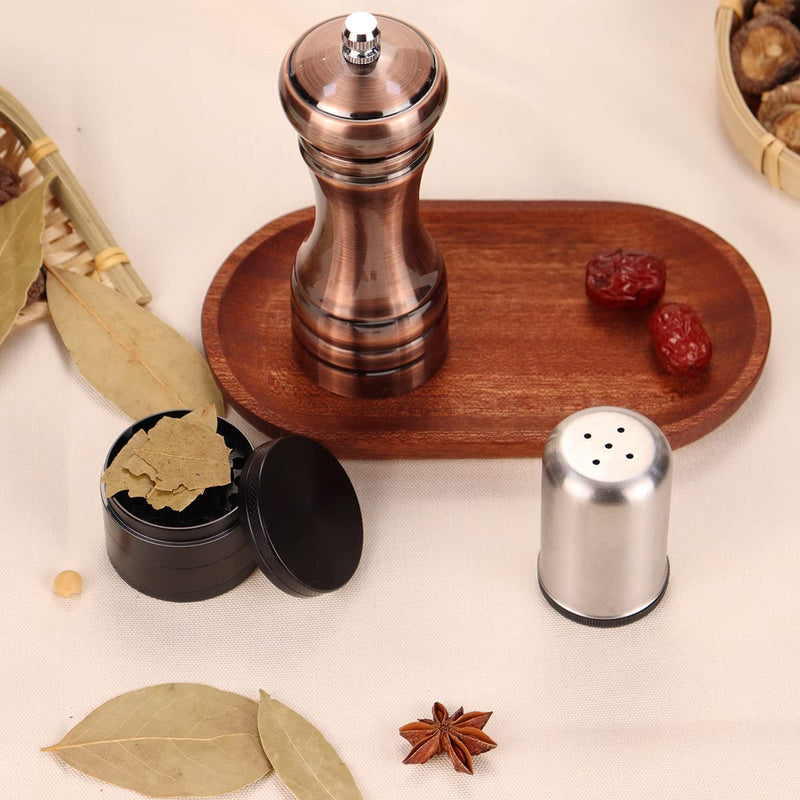 [Australia - AusPower] - Wood Pepper Grinder Pepper Mill,Adjustable Coarseness Wooden Pepper Mill with Spice Jar and Wood Tray Combo 