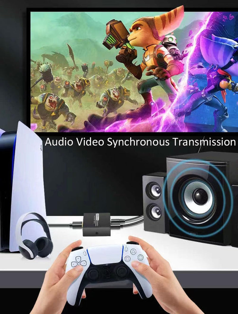 [Australia - AusPower] - HDMI Audio Extractor, 4K HDMI to HDMI Splitter 3.5mm AUX Audio 1080P, Compatable for TV, PC, PS3/4/5, Blu-ray/DVD/HD Player, Projector, Sound System, Xbox, Switch 