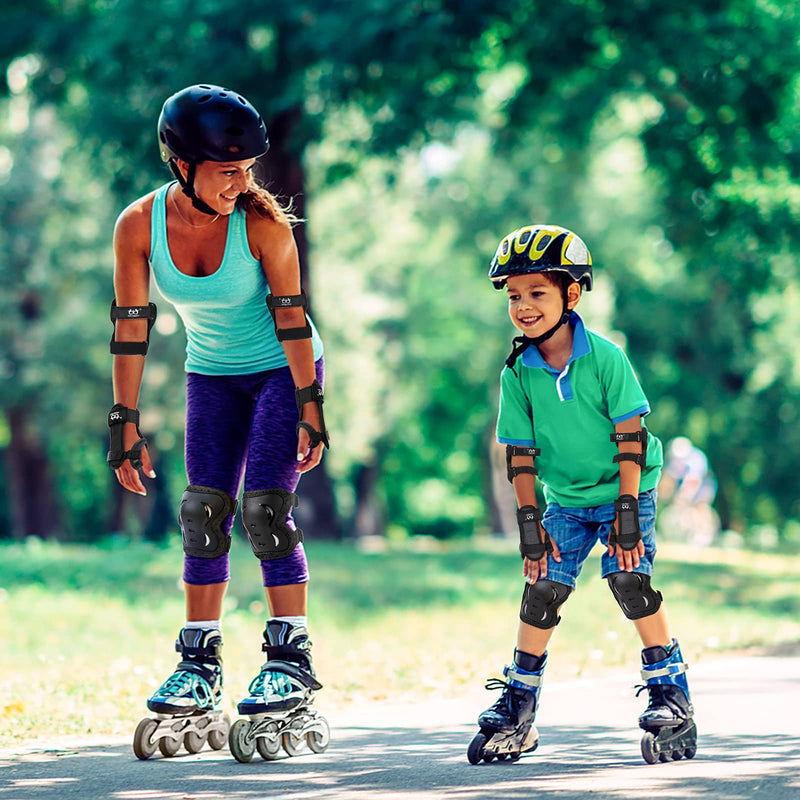 [Australia - AusPower] - boruizhen Kids & Adult/Youth Knee and Elbow Pads with Wrist Guards 3 in 1 Protective Gear Set for Skateboarding Cycling BMX Bike Scooter Skating Rollerblading Riding Black Small (3-7 years) 