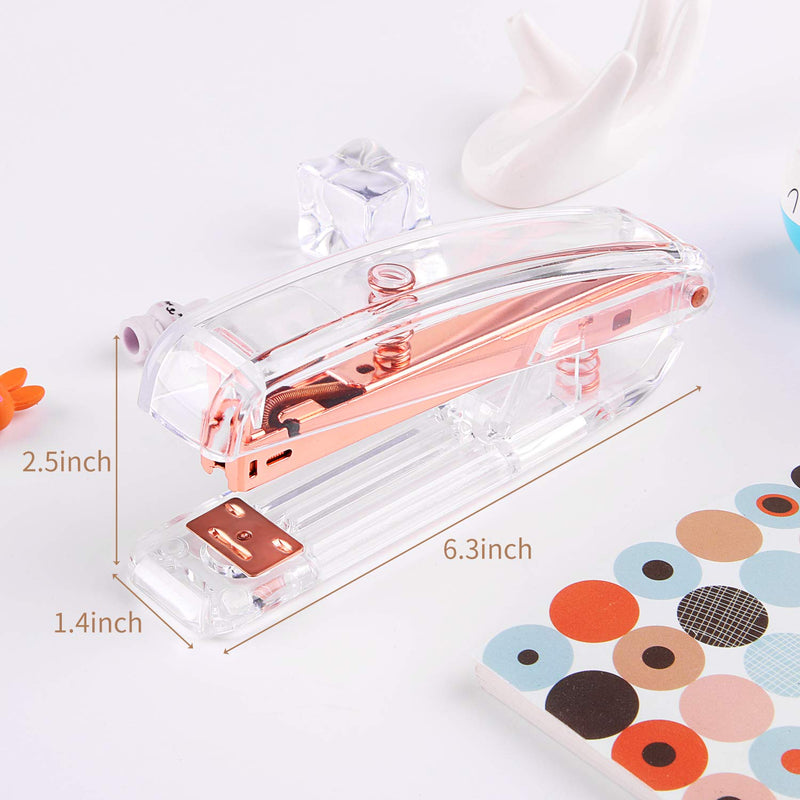[Australia - AusPower] - ALSISK Desk Accessory Kit,Acrylic Stapler Set, Tape Dispenser, Staple Remover with 1000pcs 26/6 Staples -Rose Gold 