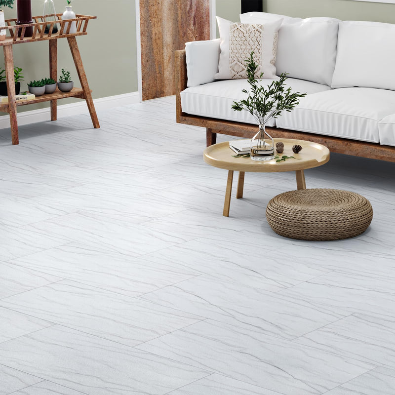 [Australia - AusPower] - STICKEEP Gray White Marble Peel and Stick Floor Tile 12x24 in Kitchen Floor Tiles Peel and Stick Waterproof Bathroom Removable Vinyl Laminate Flooring for Bedroom Laundry Room Camper RV 4 PCS 4 Tiles 