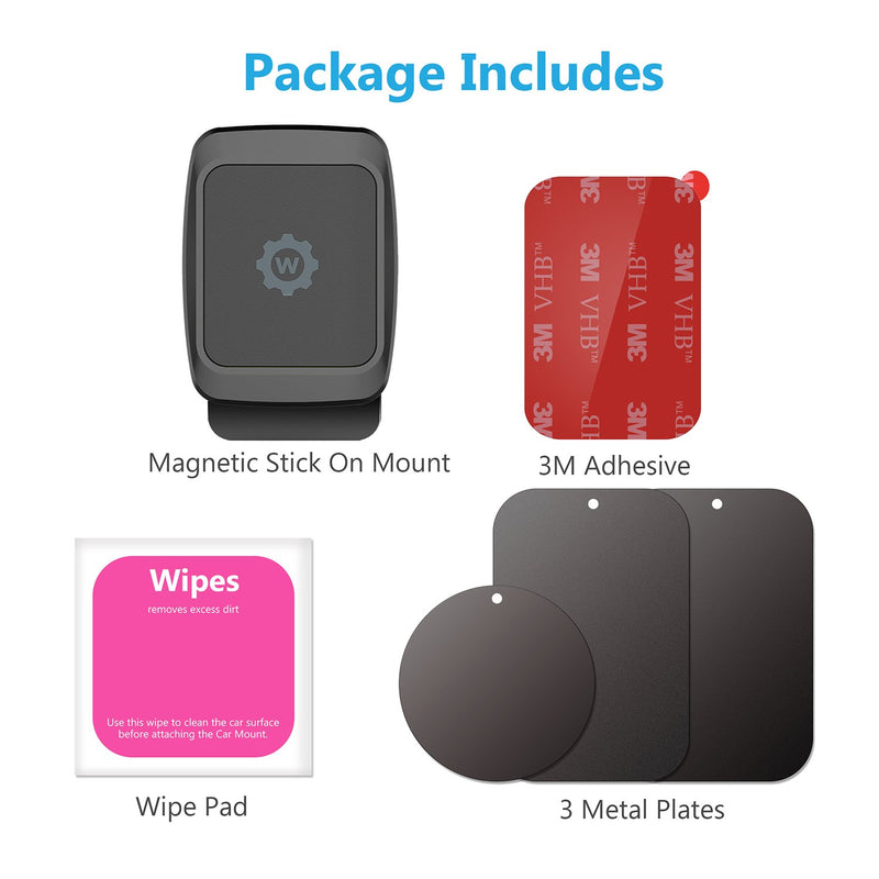 [Australia - AusPower] - WixGear Universal Stick On Dashboard Magnetic Car Mount Holder, for Cell Phones and Mini Tablets with Fast Swift-snap Technology, (New Rectangle Stronger Design) 
