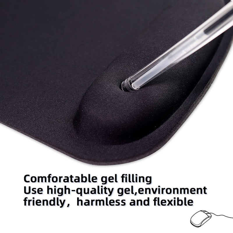 [Australia - AusPower] - WYGCH Office Desk Pad with Wrist Support,Monochrome Waterproof Leather Mouse Pad,Non-Slip Silicone Base for Computer,Laptop, Home,Office & Travel,(250*211*23mm Black) 