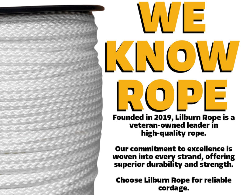 [Australia - AusPower] - Diamond Braid Nylon Lightweight White Rope - 1/8" x 50 Foot Coil - Thick Cord, Flag Pole, Outdoor, Sailing, Clothes Line, Tarp Tie Down 