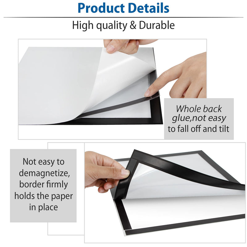 [Australia - AusPower] - Golemas Magnetic Self Adhesive Display Frame, 8.5 x 11 Double Sided Sign Holder, Flexible PVC Sheet Document Frame on Refrigerator, Door, Window, Wall for Home, Office, Store, School, pack of 5 Black 8.5" x11",5Packs 