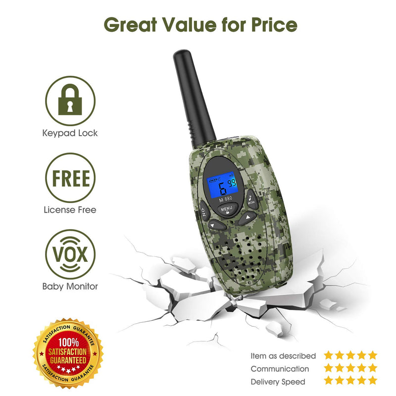 [Australia - AusPower] - Two Way Radios Camping Accessories, Topsung M880 FRS Walkie Talkies for Adults Long Range with Mic LCD Screen/Portable Wakie-Talkie with 22 Channel for Children Hiking Hunting Fishing (Camo 2 in 1) M880 camo 