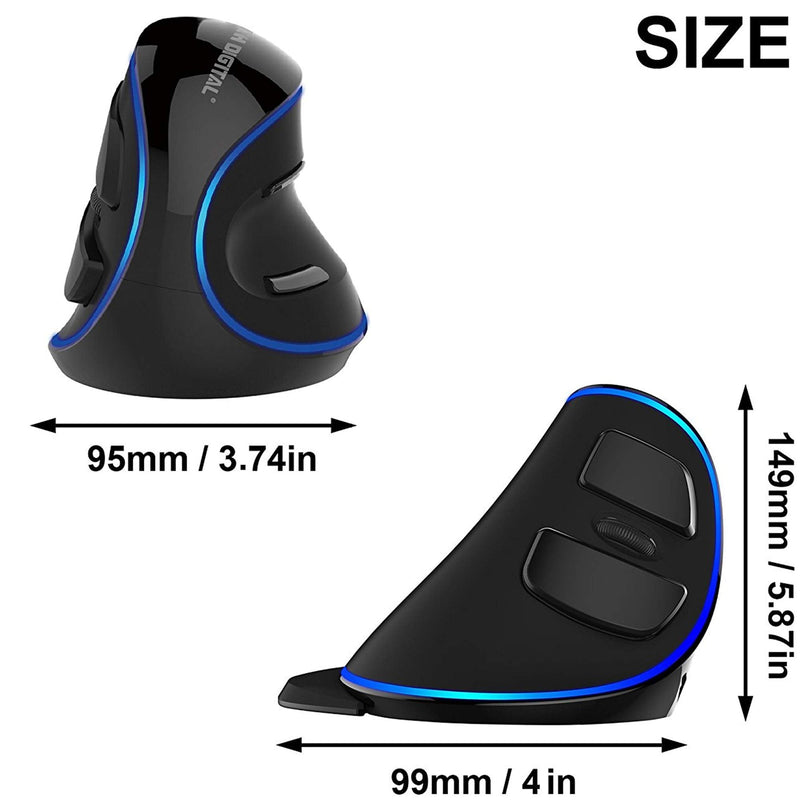 [Australia - AusPower] - J-Tech Digital Wired Ergonomic Vertical USB Mouse with Adjustable Sensitivity (600/1000/1600 DPI), Scroll Endurance, Removable Palm Rest & Thumb Buttons [V628] 
