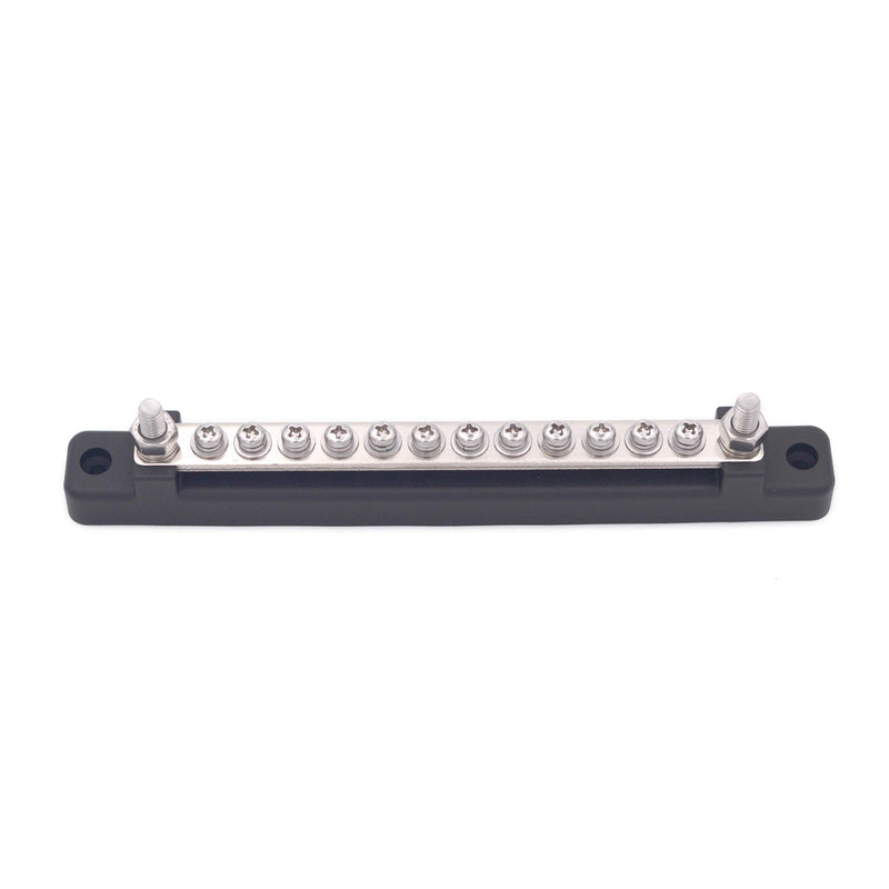 [Australia - AusPower] - 12 Terminal Bus Bar - 150A BusBar Block with Cover, Ground Distribution, Power Distribution Terminal Block w/ 12 M4 Screws + 2 Studs, for Car Boat Marine Caravan RV (New) 12 Terminal 