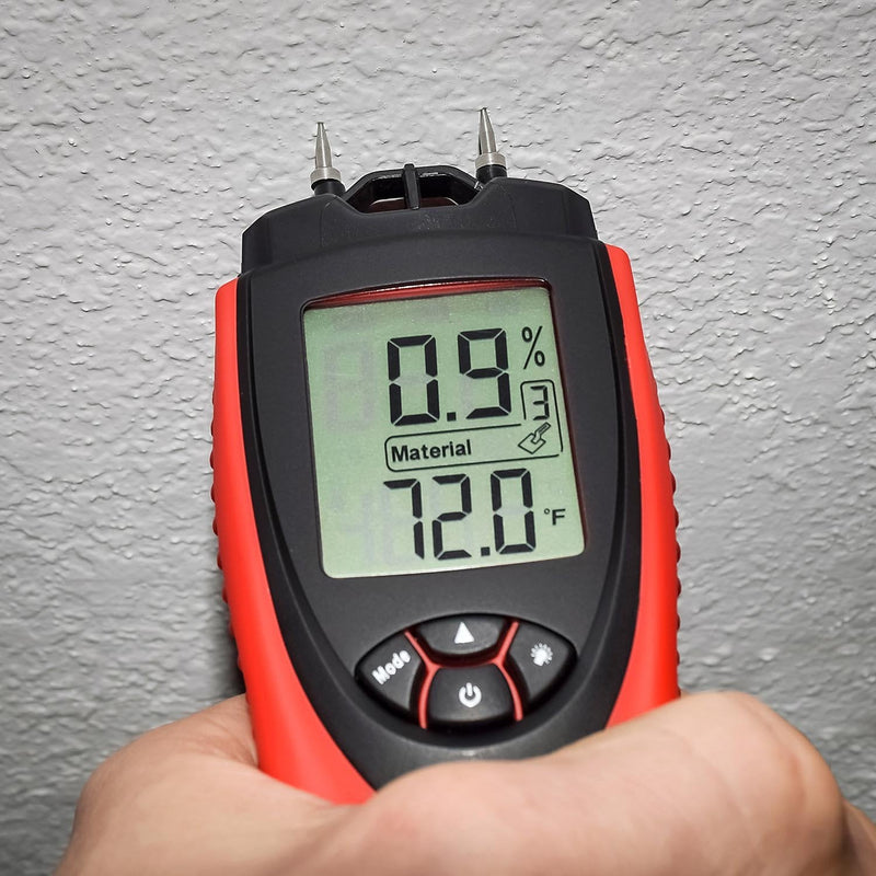 [Australia - AusPower] - ennoLogic Moisture Meter - Digital LCD Pin Type 7 Material Settings - Use for Wood Cement Mortar Brick Drywall Carpet - Backlight Hold Max Min Air Temperature and Holster - eH710T 