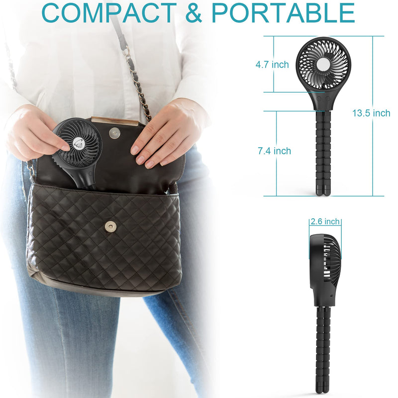 [Australia - AusPower] - Auto Oscillating Stroller Fan, Battery Operated Fan, Portable Fan with Flexible Tripod, Ultra Quiet USB Desk Fan for Stroller/Car Seat/Treadmill/Camping/Hurricane/Outage, Black 