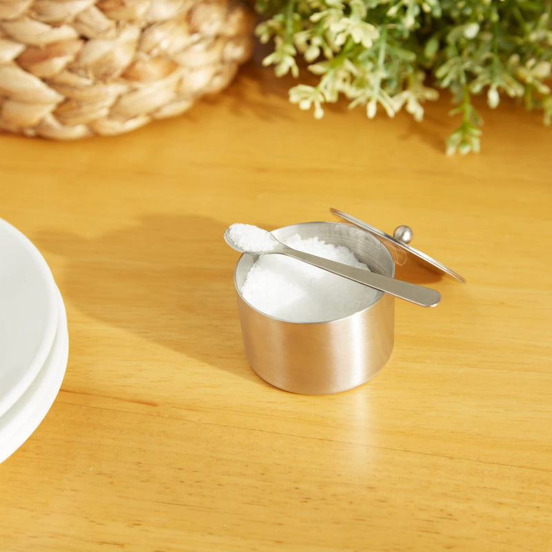 [Australia - AusPower] - RSVP International Endurance Kitchen Collection Salt Cellar Set with Spoon, Dishwasher Safe, 2-Ounce, Brushed Stainless Steel 