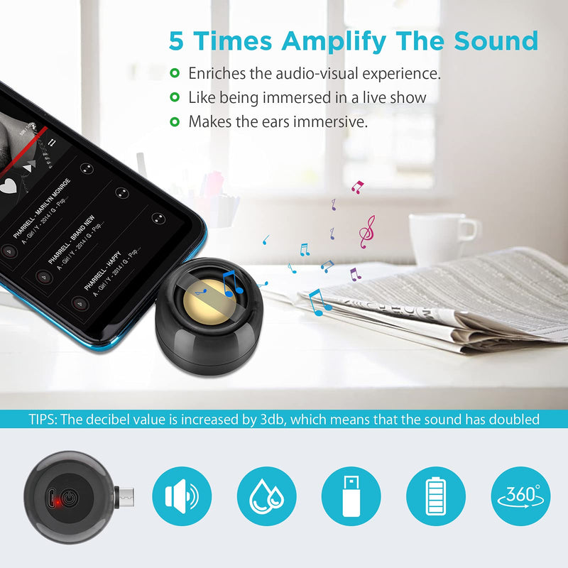 [Australia - AusPower] - ACETOP Mini Portable Speaker 5 Times Amplify, Plug-in Phone Speaker with Clear Bass, External Line-in Speaker Plug and Play 