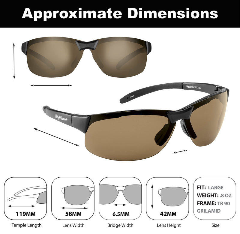 [Australia - AusPower] - Flying Fisherman Maverick Polarized Sunglasses with AcuTint UV Blocker for Fishing and Outdoor Sports Matte Black Frames/Amber Lenses 