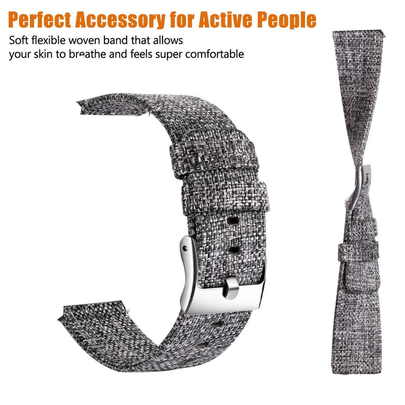 [Australia - AusPower] - Compatible for Wy-ze Watch 47mm Band, Lamshaw Breathable Nylon Woven Fabric Replacement Accessory Strap Compatible for Wy-ze Watch 47mm Smartwatch (Gray) Gray 