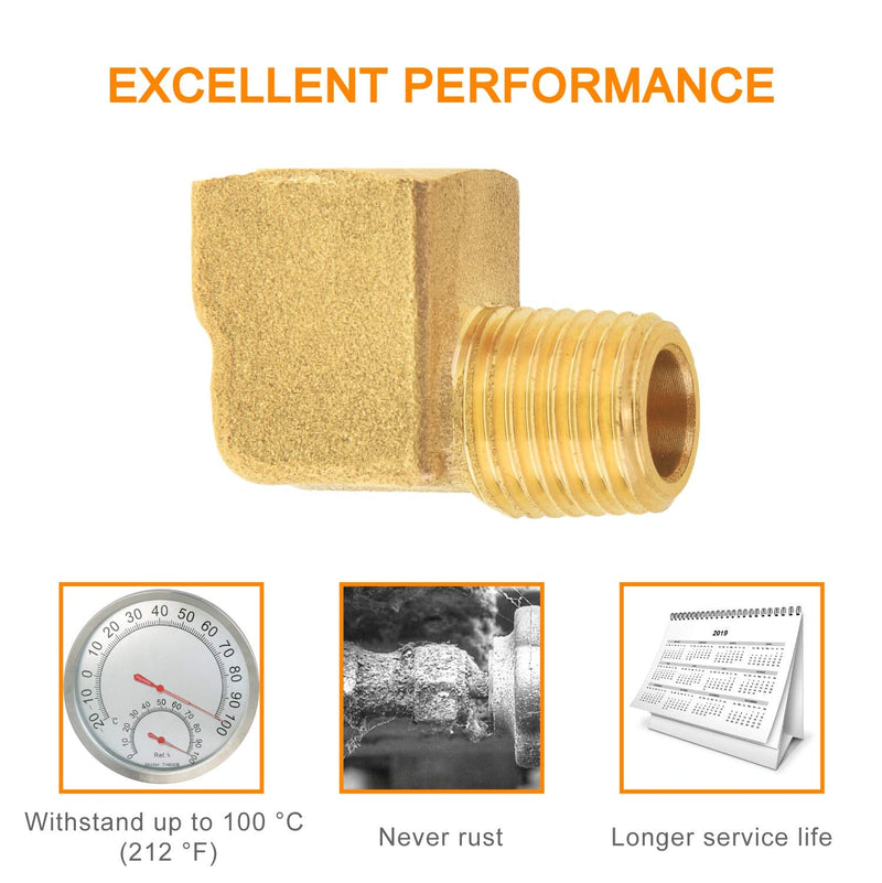 [Australia - AusPower] - SUNGATOR Brass Pipe Fitting, 90 Degree Barstock Street Elbow, Welding Fitting, 1/4" Male Pipe x 1/4" Female Pipe (4-Pack) 