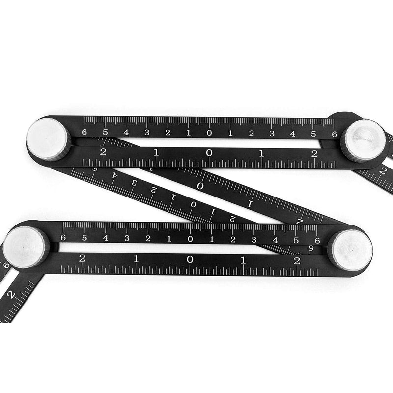 [Australia - AusPower] - QWORK Multi Angle Ruler, Aluminum Alloy Six-fold Ruler Angle Finder, Ceramic Tile Opening Positioner, Multi angle 0pening Locator, Angle Template Tool for Builders, Craftsmen, Carpenters 