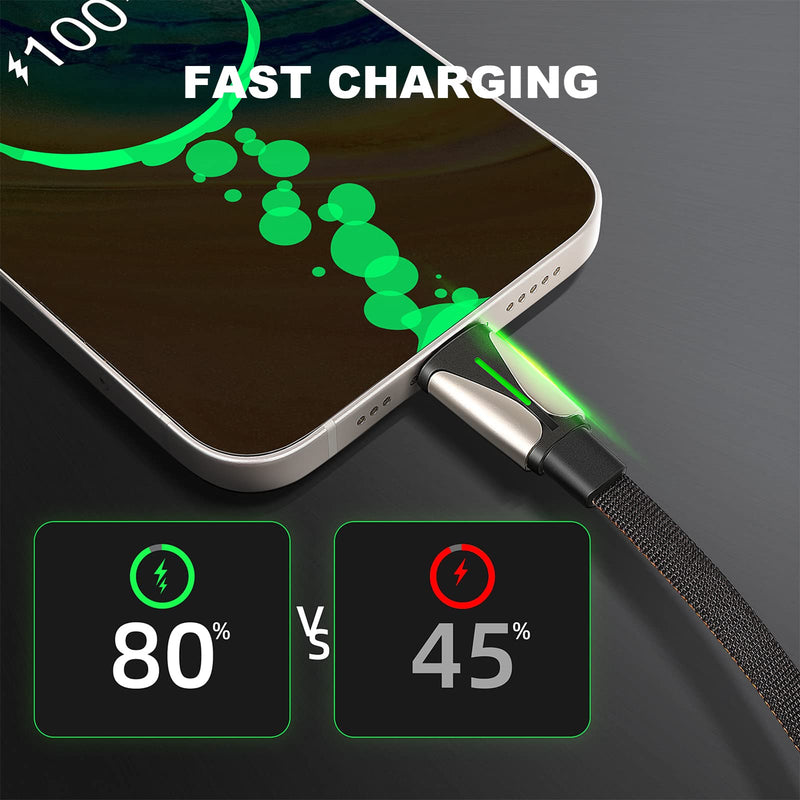 [Australia - AusPower] - TAUTO Fit Tesla Model Y Model 3 2022 2021 for iPhone Charging Cable Fast Flat Wires Charge Cords Wall Connector Style for Tesla Accessories (for iPhone) 