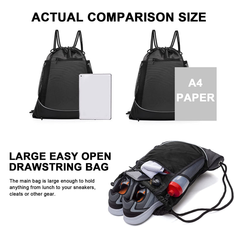 [Australia - AusPower] - KAEGREEL Drawstring Soccer Bag for Boys, Foldable Basketball Backpack Gym Bag Sackpack Sports Sack with Detachable Ball Mesh Bag for Volleyball Baseball Yoga, Grey 