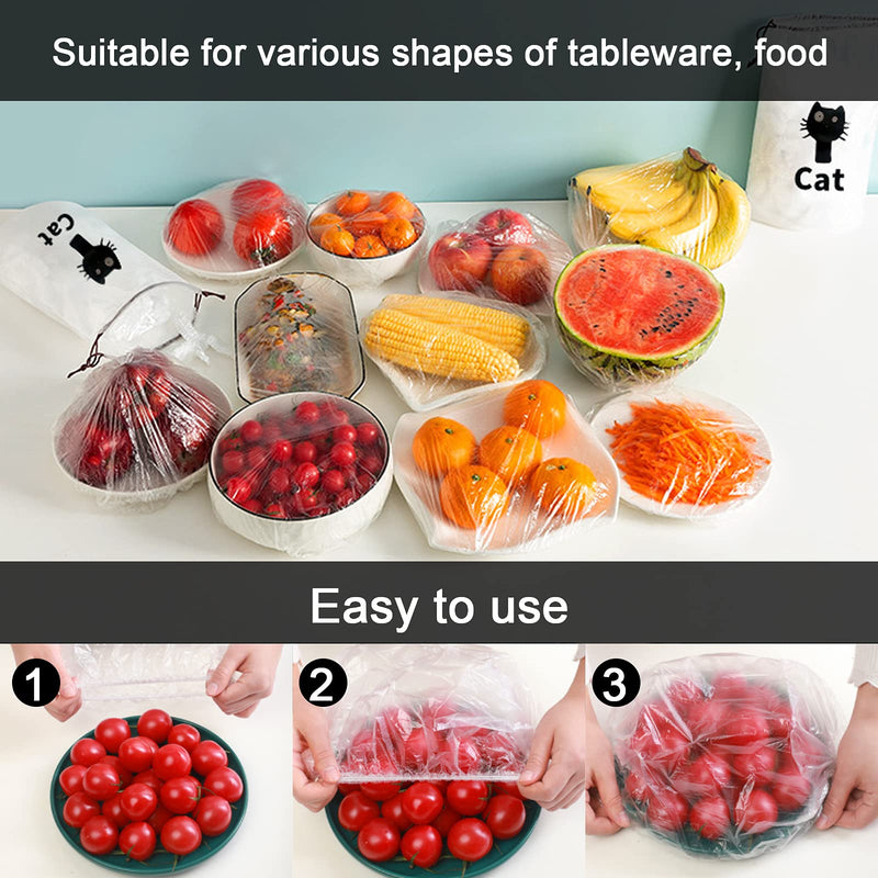[Australia - AusPower] - 200 PCS Elastic plastic bowl covers,Reusable Food Storage Covers for Kitchen,Sealing Bags Food Cover Elastic Stretch Adjustable,BPA-free, suitable for outdoor picnic storage of fruit leftovers 